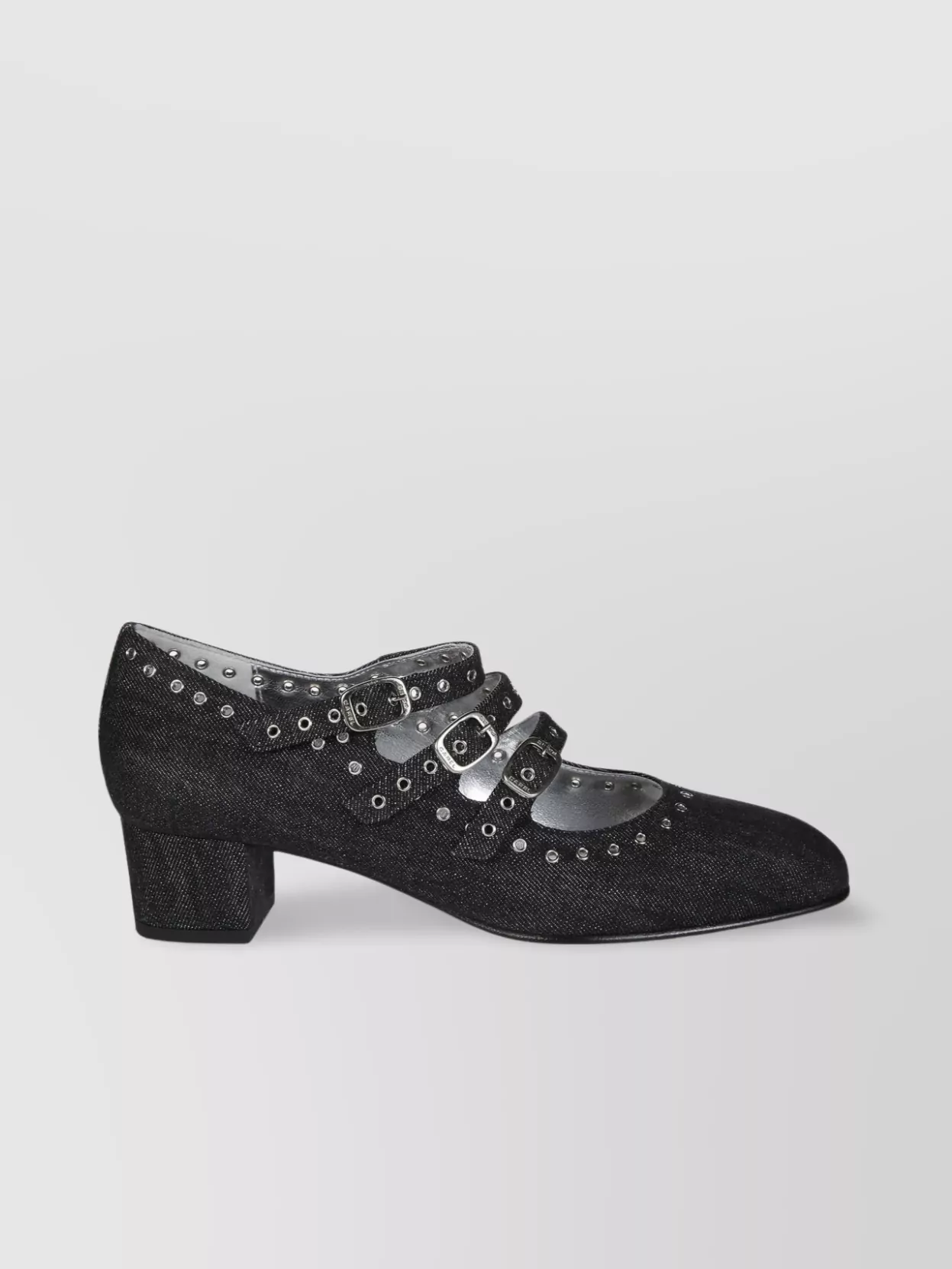 CAREL STUDDED BLOCK HEEL MARY JANE PUMPS 