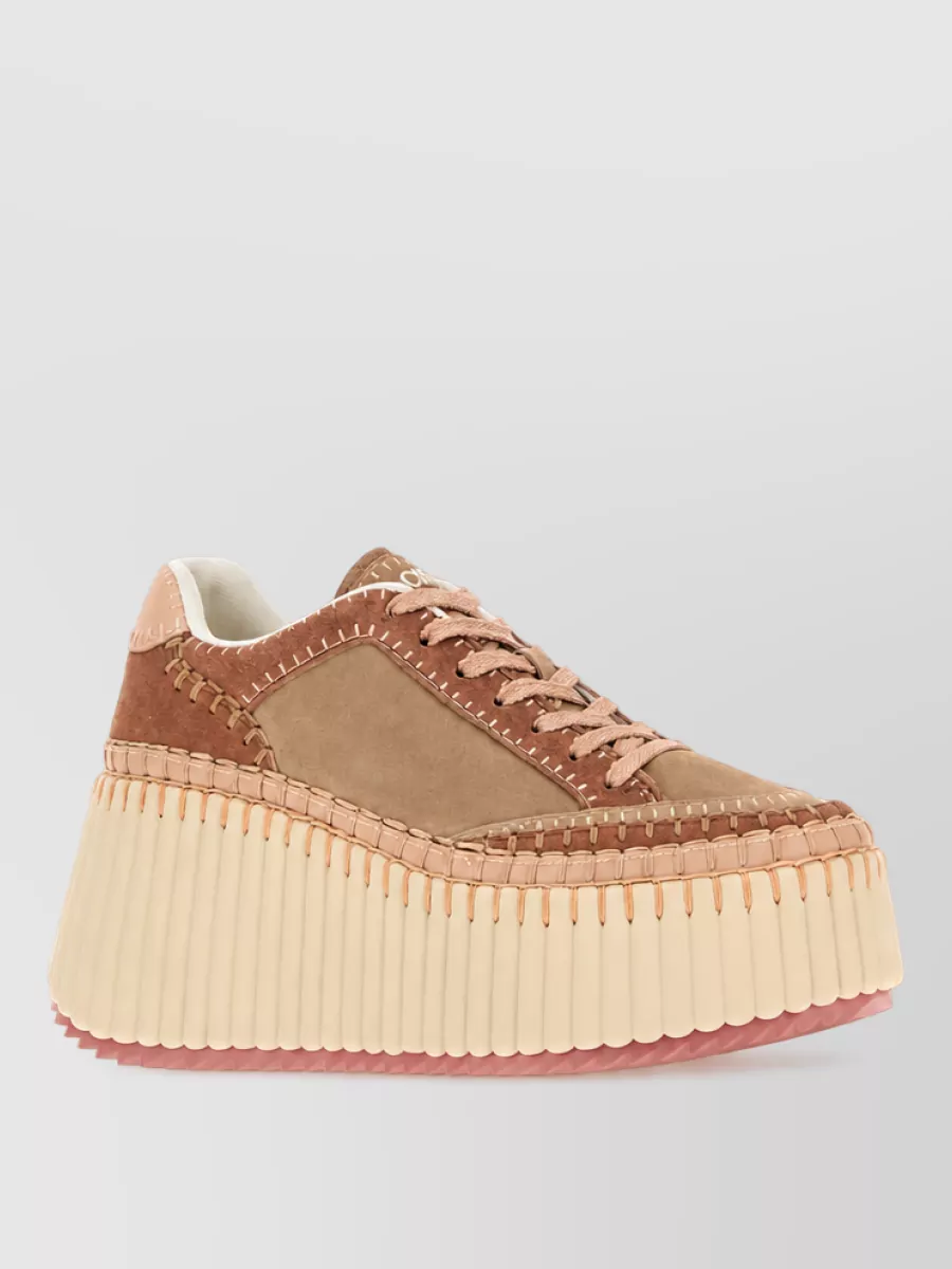 Chloé suede leather lace-up sneakers