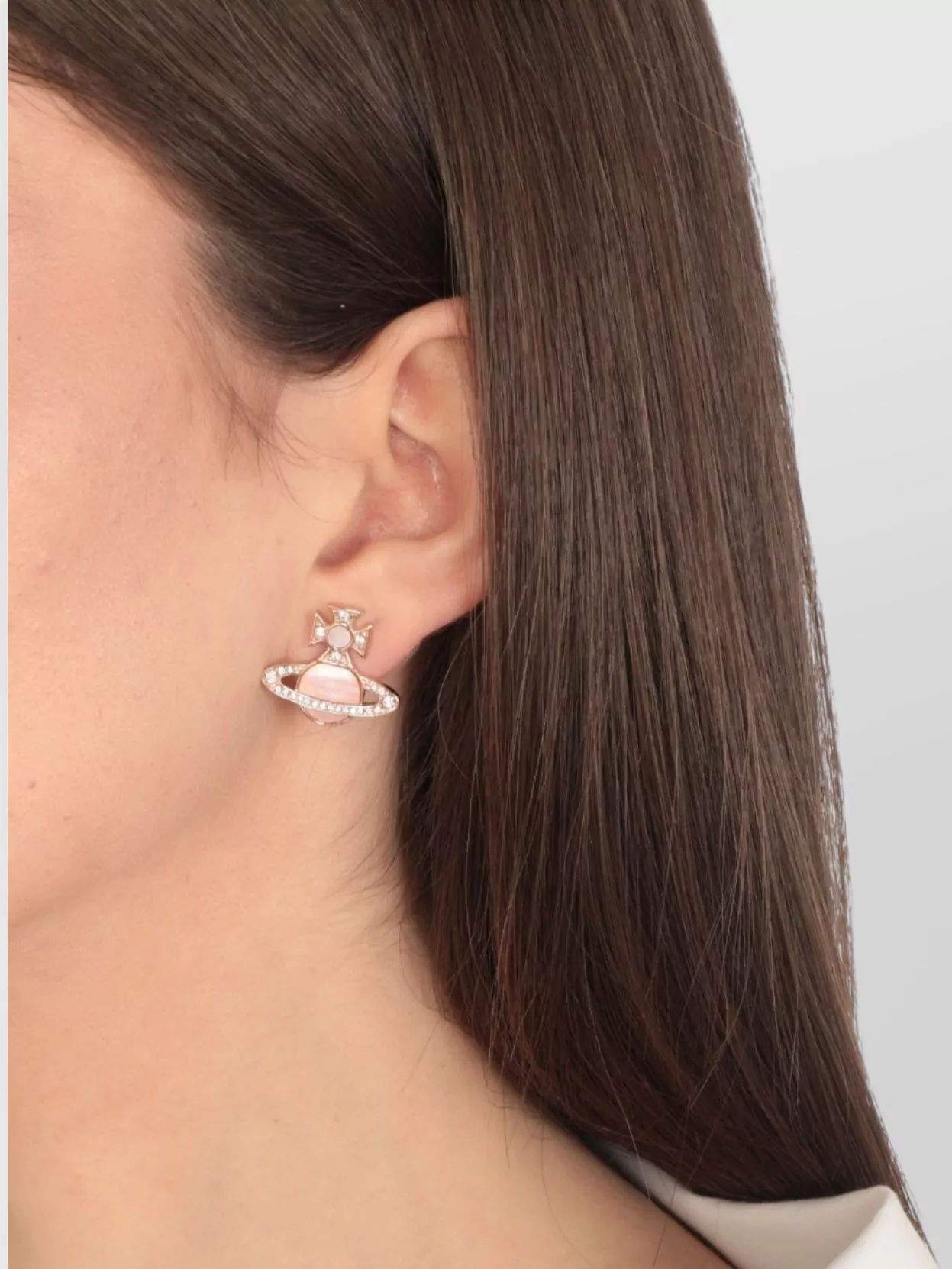 Vivienne Westwood Orb Stud Brass Earrings With Strass Embellishments