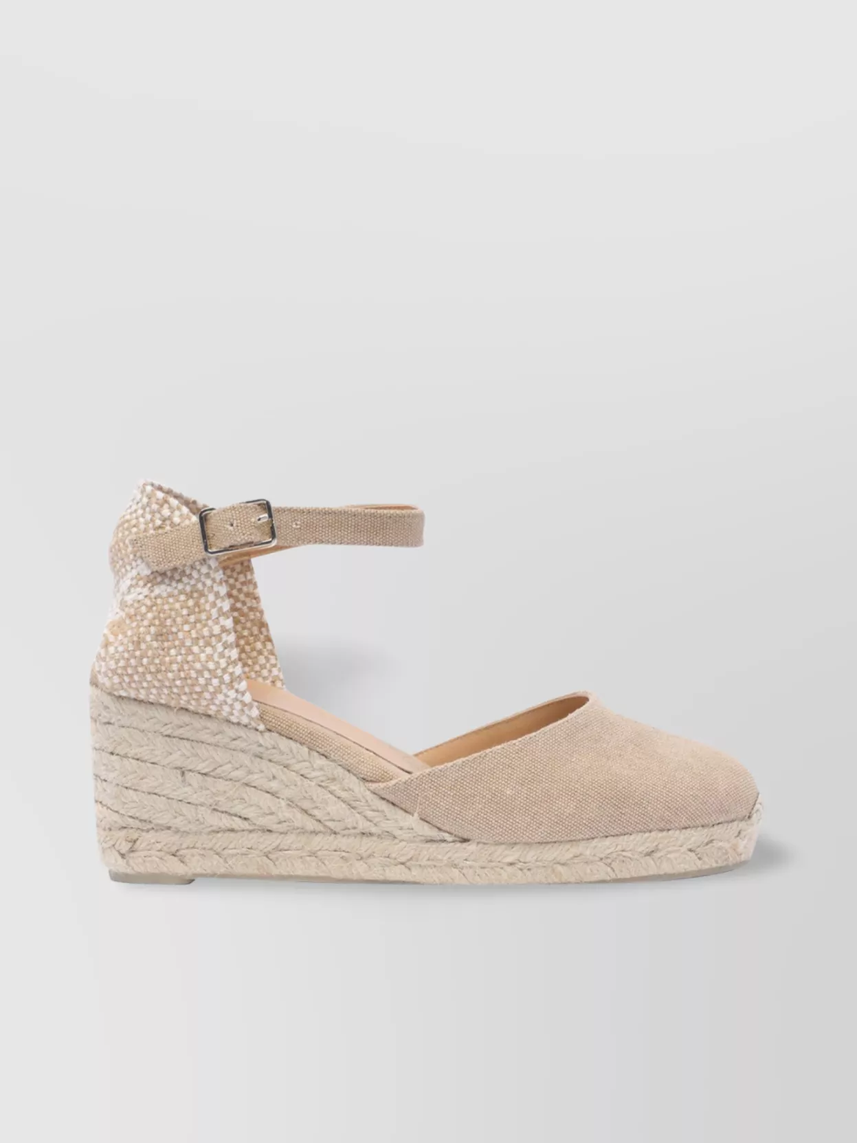 Castaã±er Pink Carol Wedge In Raffia