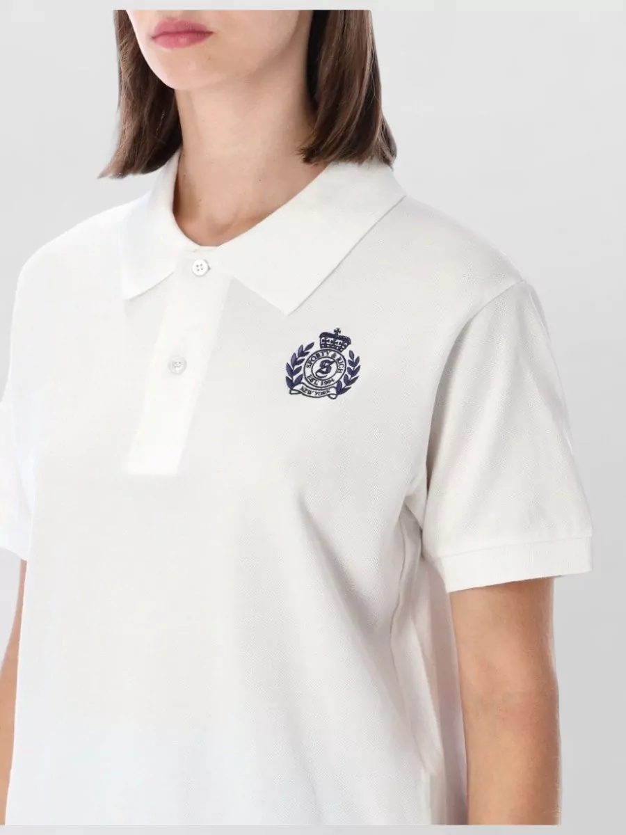 Sporty & Rich Cotton Cropped Short-Sleeve Polo Shirt