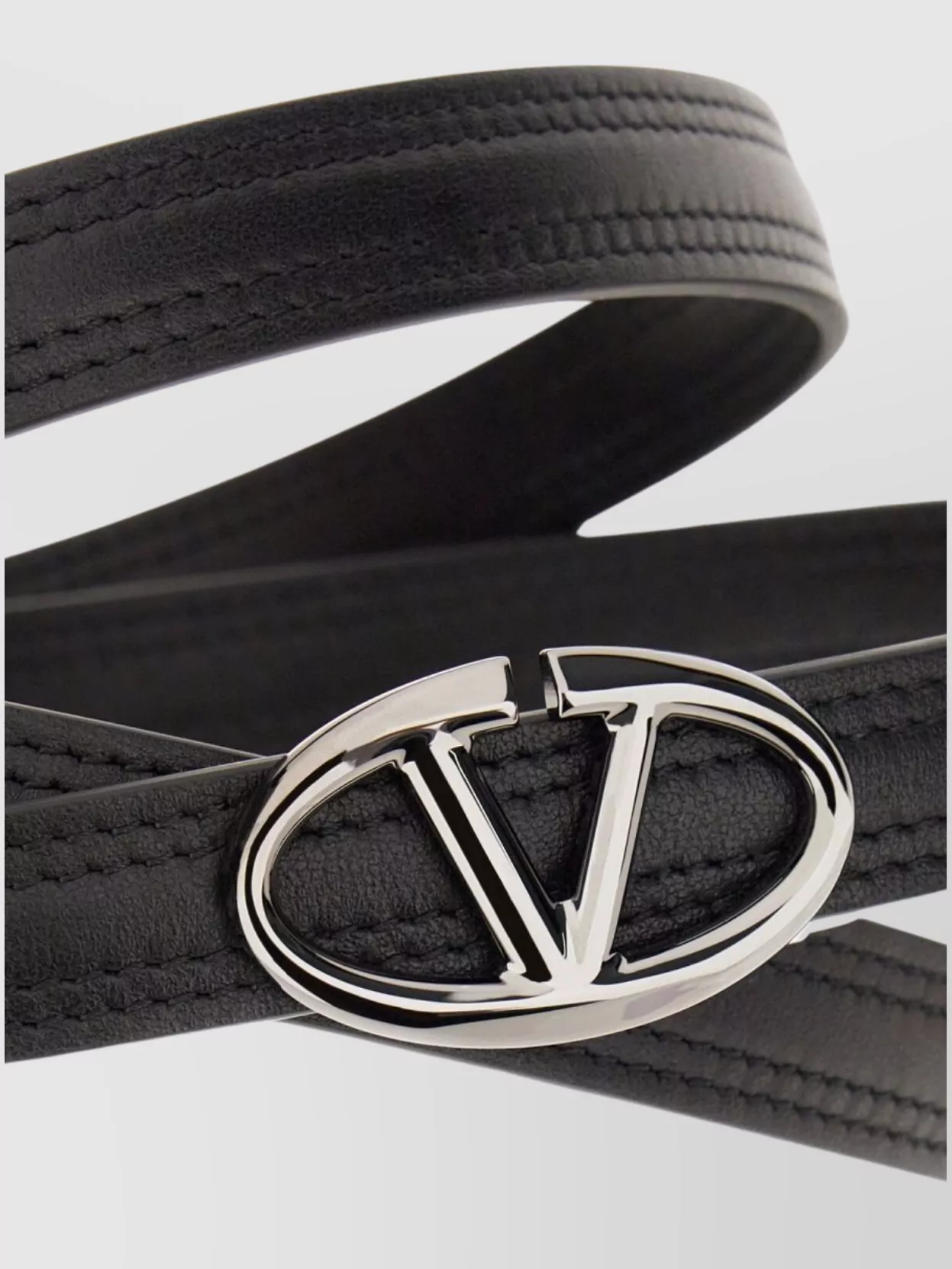 Valentino Garavani Leather Belt With Adjustable Length And Metallic Buckle