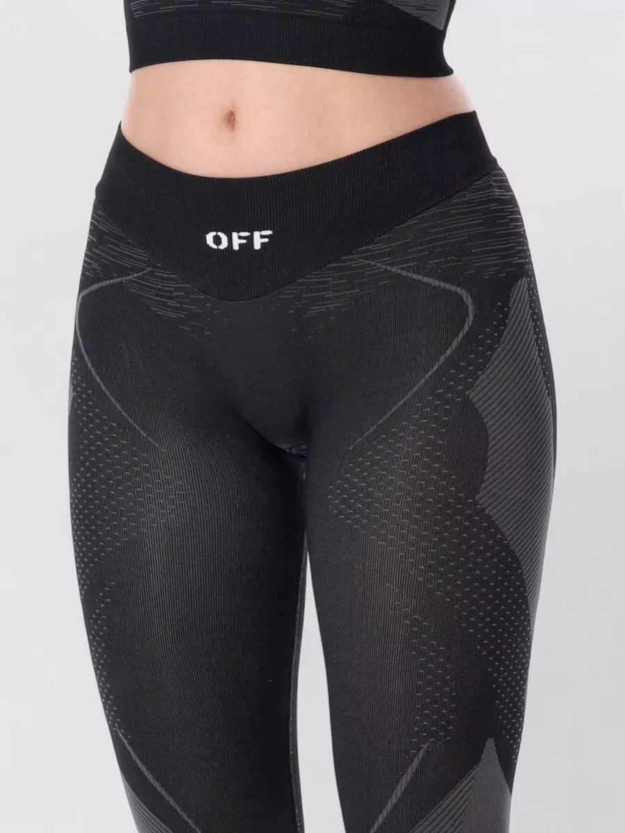 Off-White Racing Leggings Active Elastic Waist Stretch