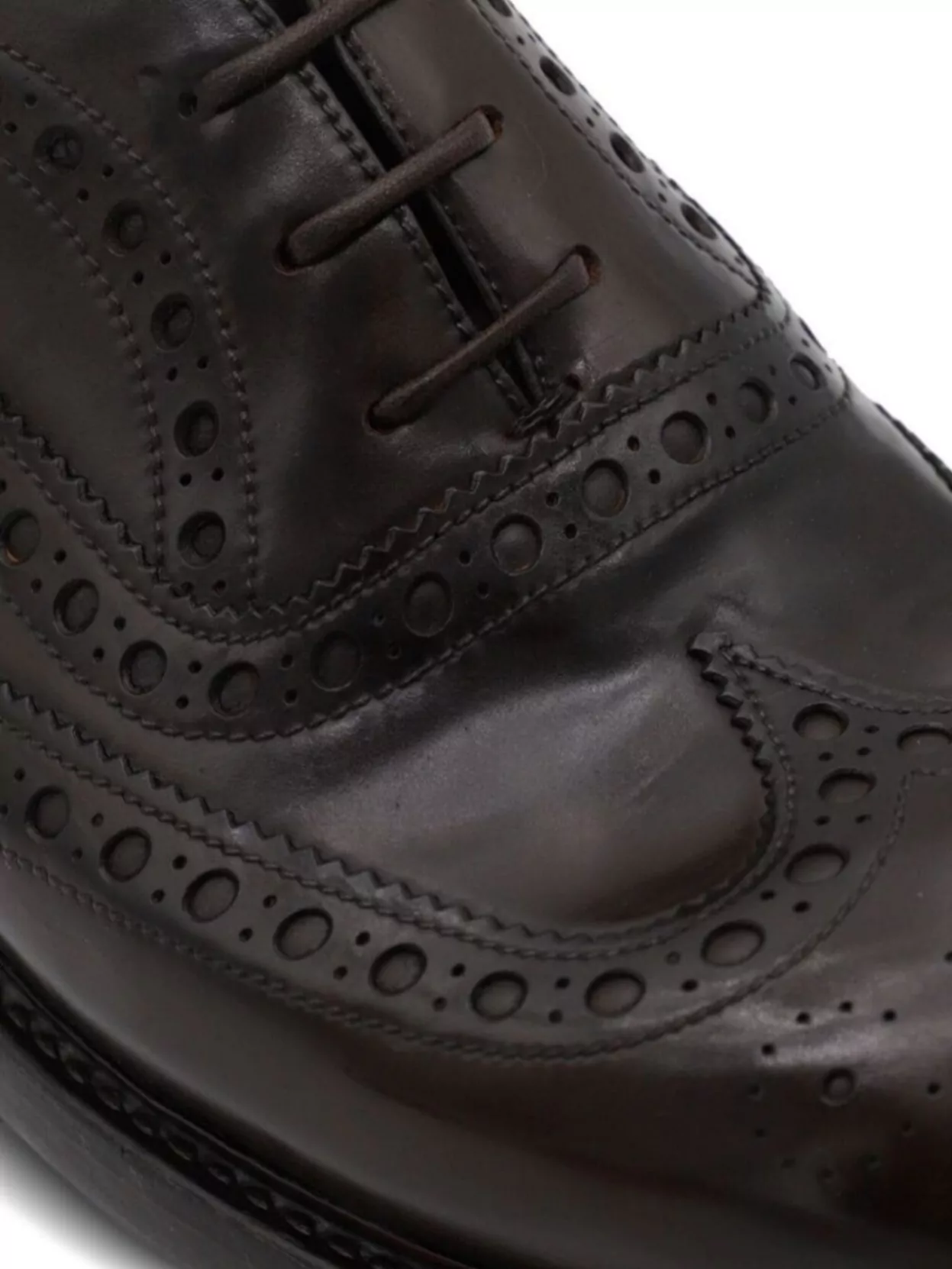 Premiata Almond Toe Brogue Detailing Leather Oxford Shoes