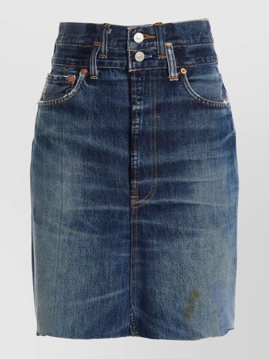 Re/Done Denim High-Rise Pencil Skirt