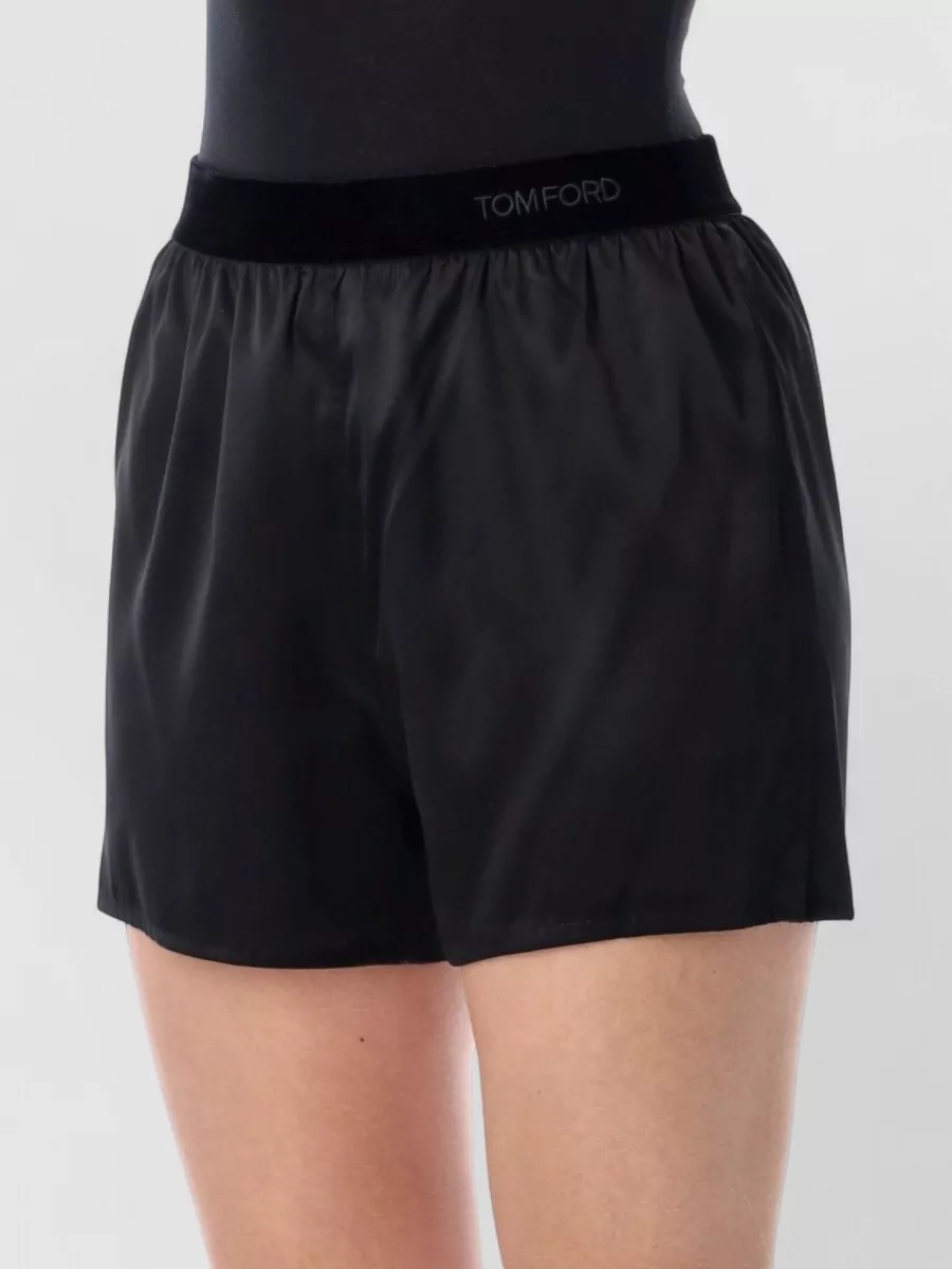 Tom Ford Silk Satin Relaxed Shorts Stretch Waistband In Black