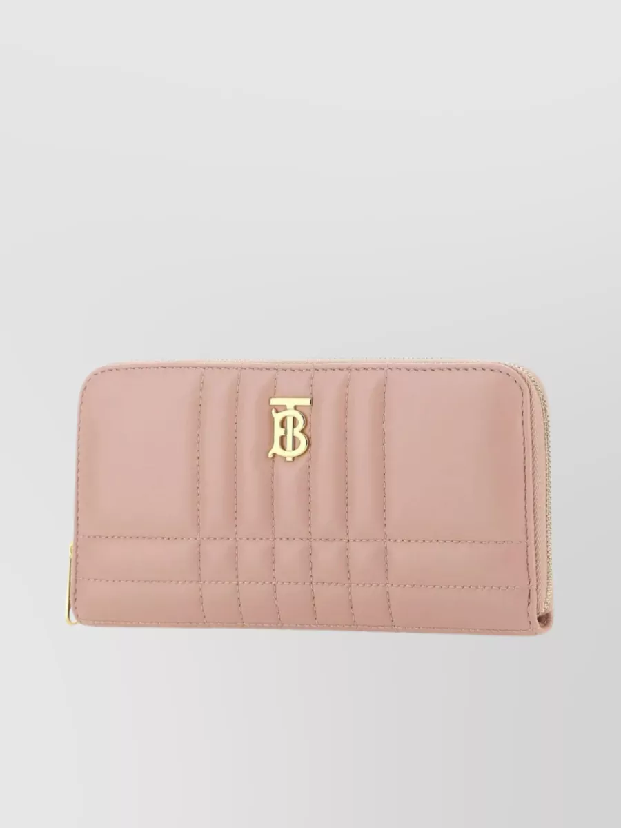 Shop Burberry Lola Quilted Leather Wallet In Cream