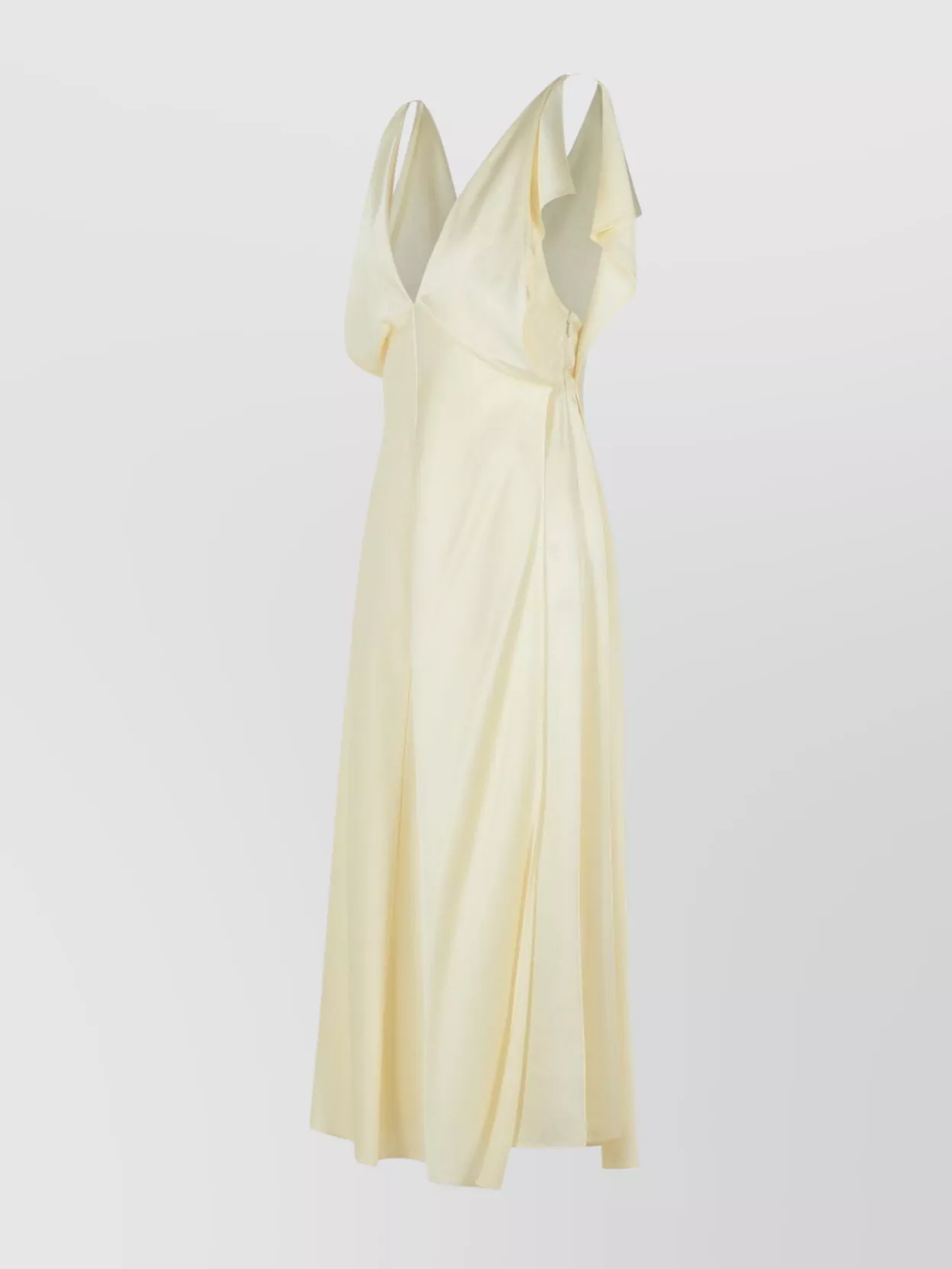Jil Sander V-neckline Draped Midi Dress Backless Ruffled