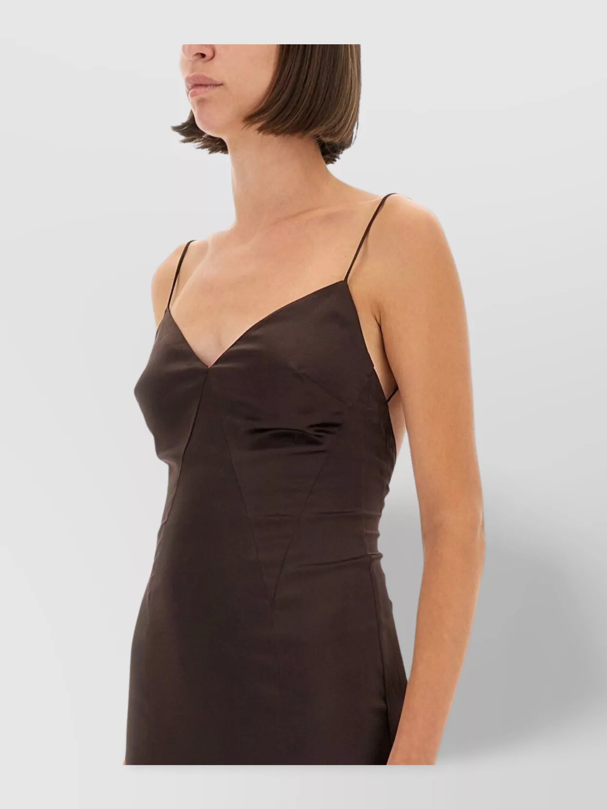 Staud Backless Lace Dress Side Slit In Brown