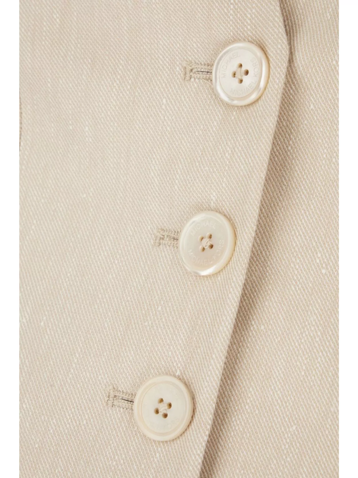 Michael Kors Tailored Linen Blend Sleeveless Vest With V-neckline In Neutral