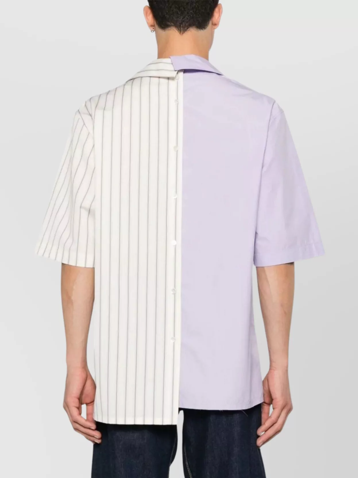 Lanvin Striped Asymmetric Cuban Collar Shirt