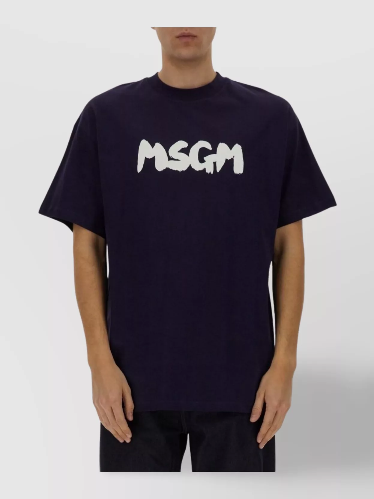 Msgm Casual Fit Blue T-shirt With Bold Logo