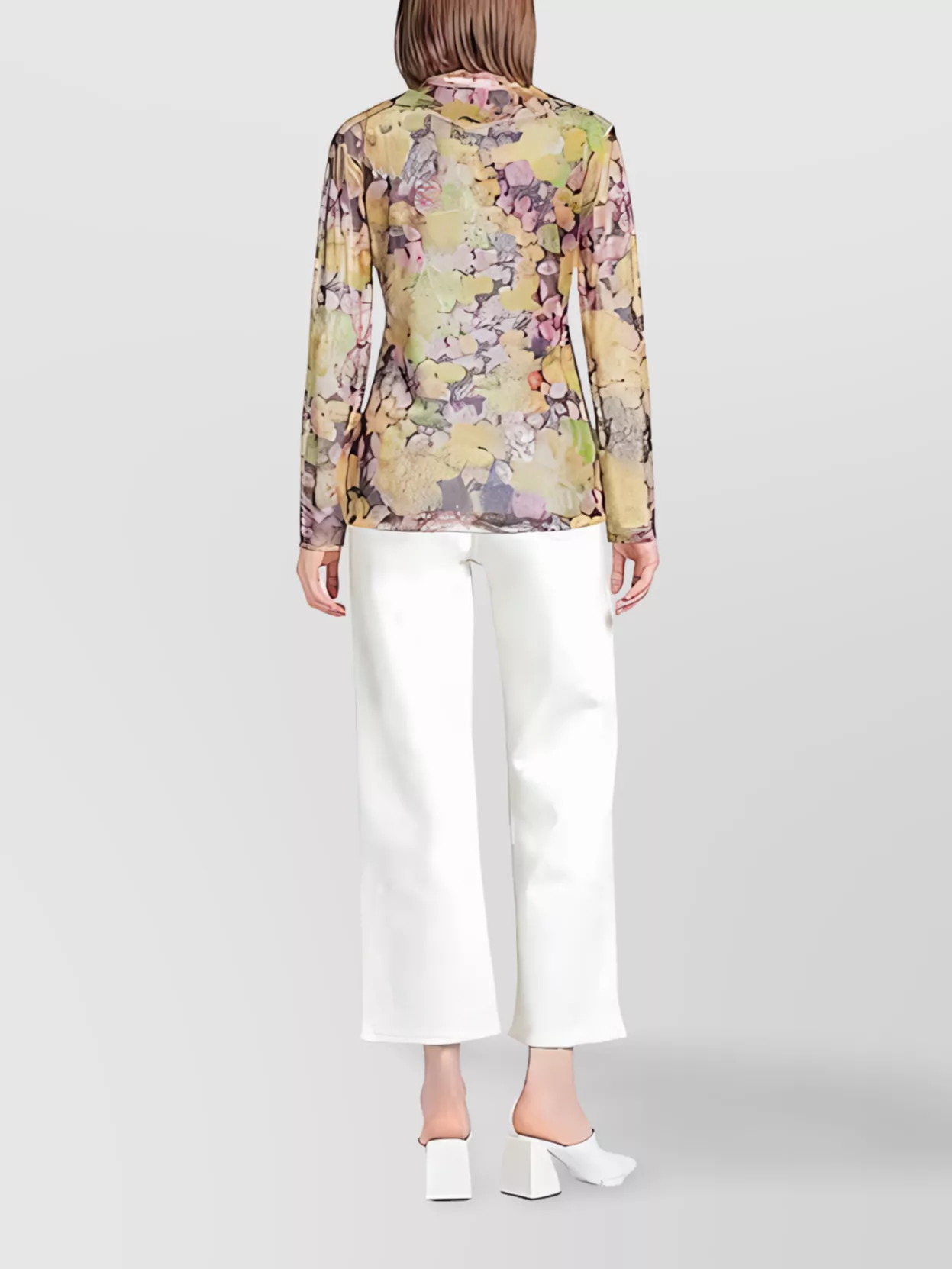 Dries Van Noten Floral Long Sleeve High Neck Top