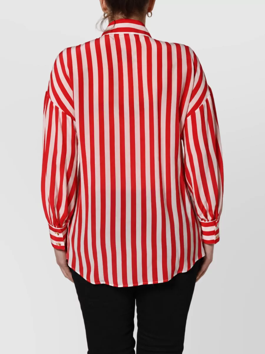 Dolce&Gabbana Silk Striped Long-Sleeve Blouse