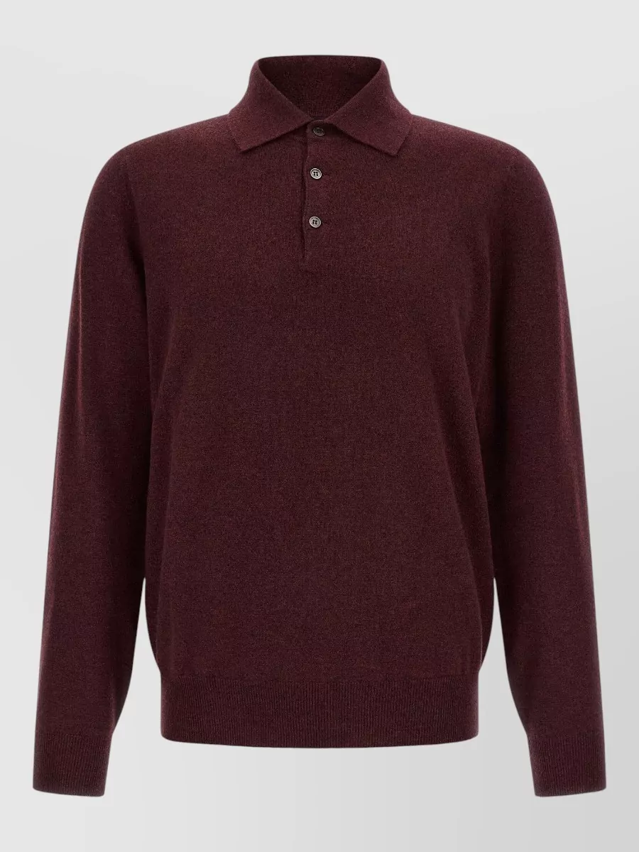 Brunello Cucinelli Cashmere long-sleeve polo sweater