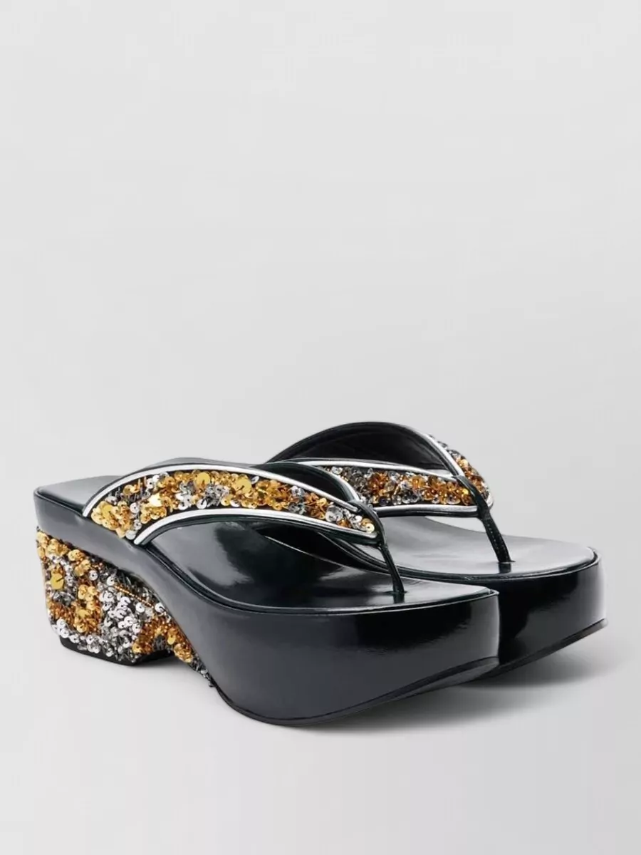 Dries Van Noten sequin wedge flip-flop sandals