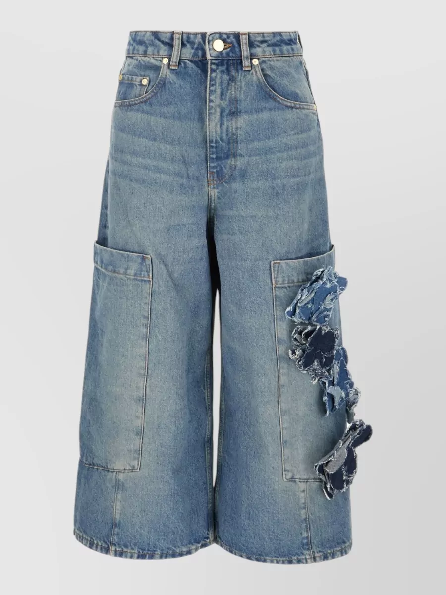 Ganni Denim knee-length shorts