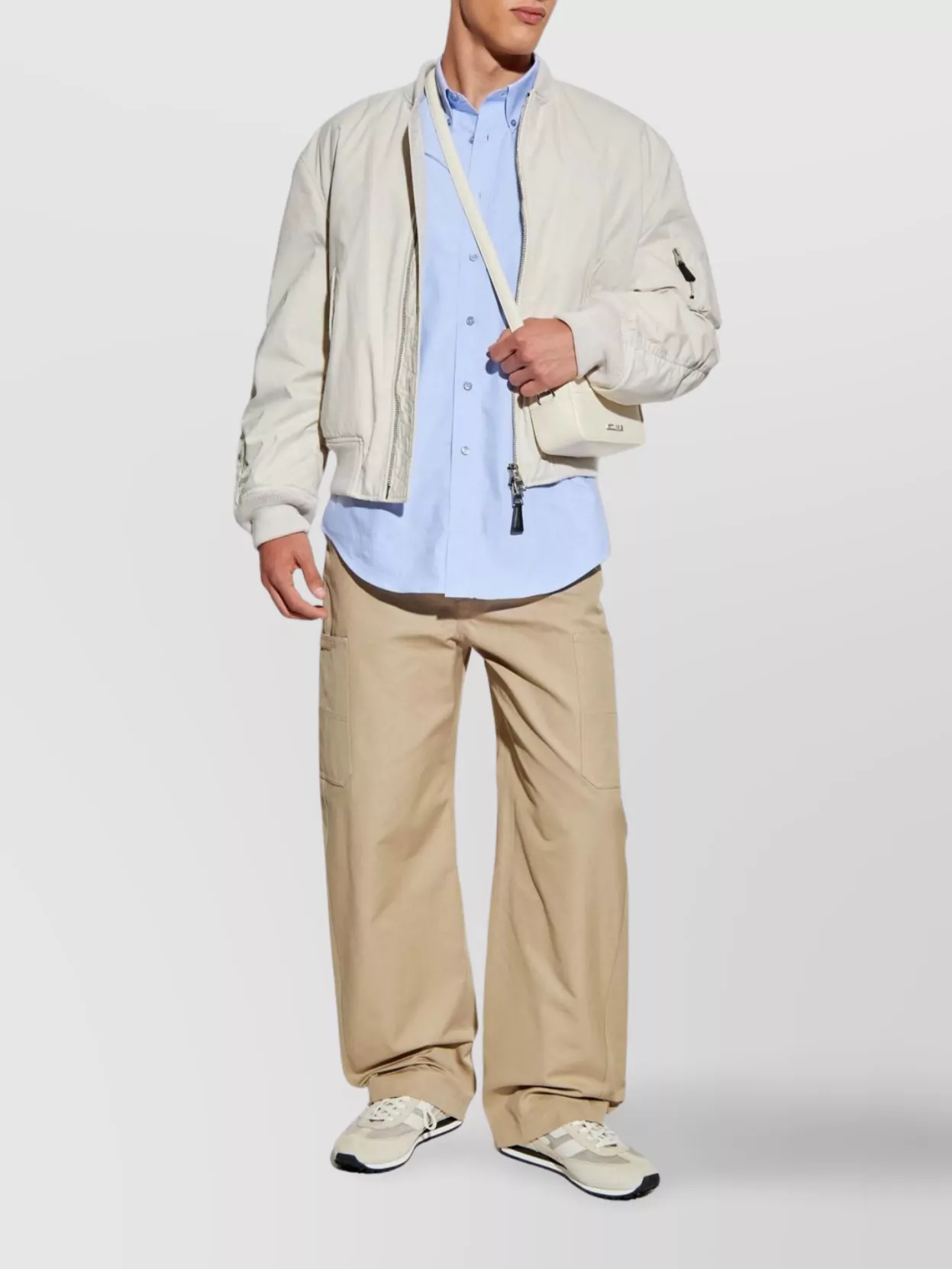 Givenchy Crinkled Cotton Bomber Style Jacket In White
