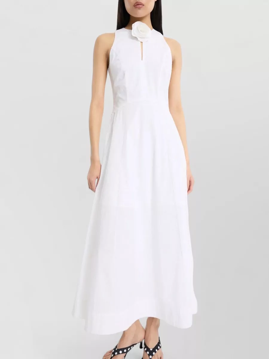 Rotate Floral Appliqué Midi Dress