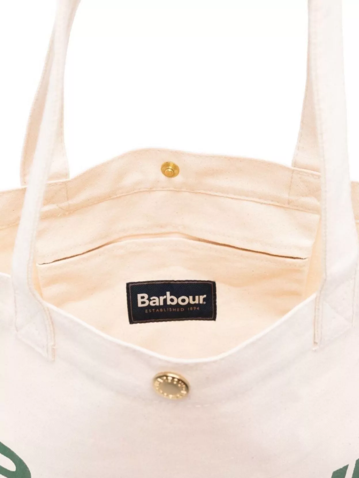 Barbour Logo Tote Bag With Two Flat Top Handles In White