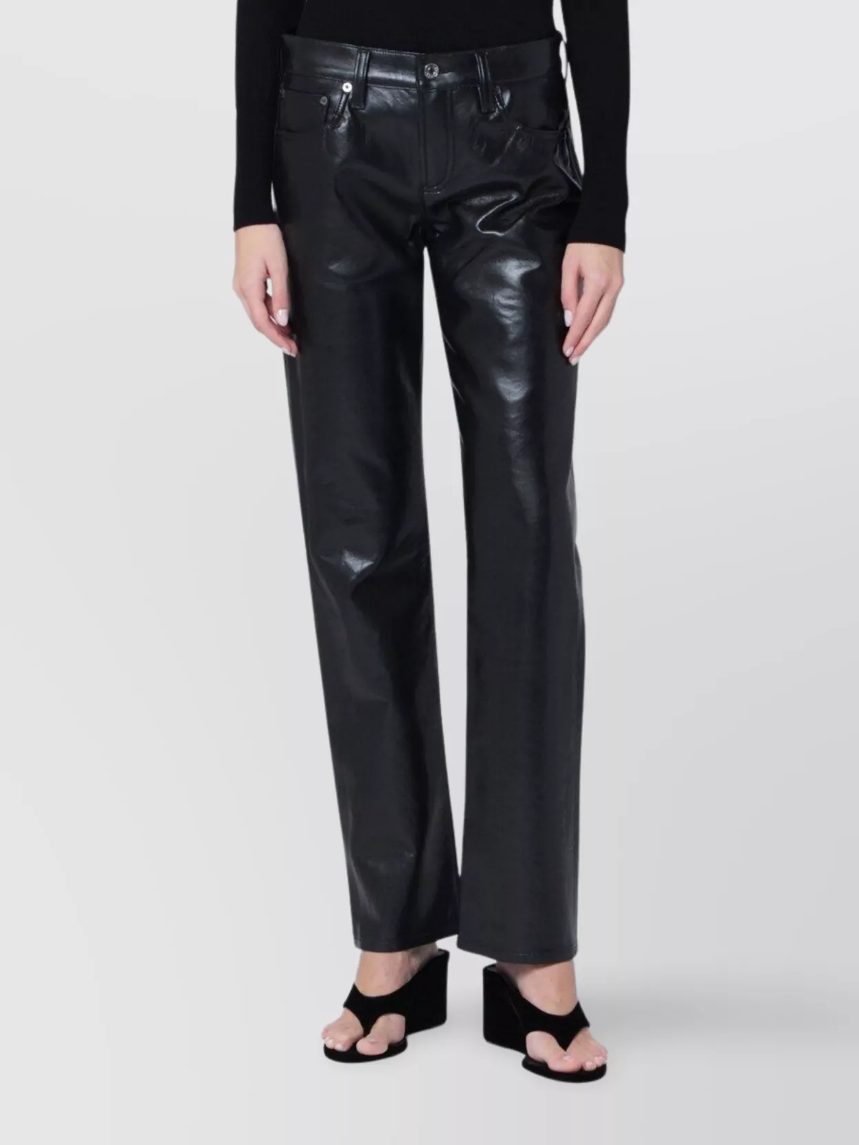 Agolde Faux Leather Trousers With Pockets And Loops