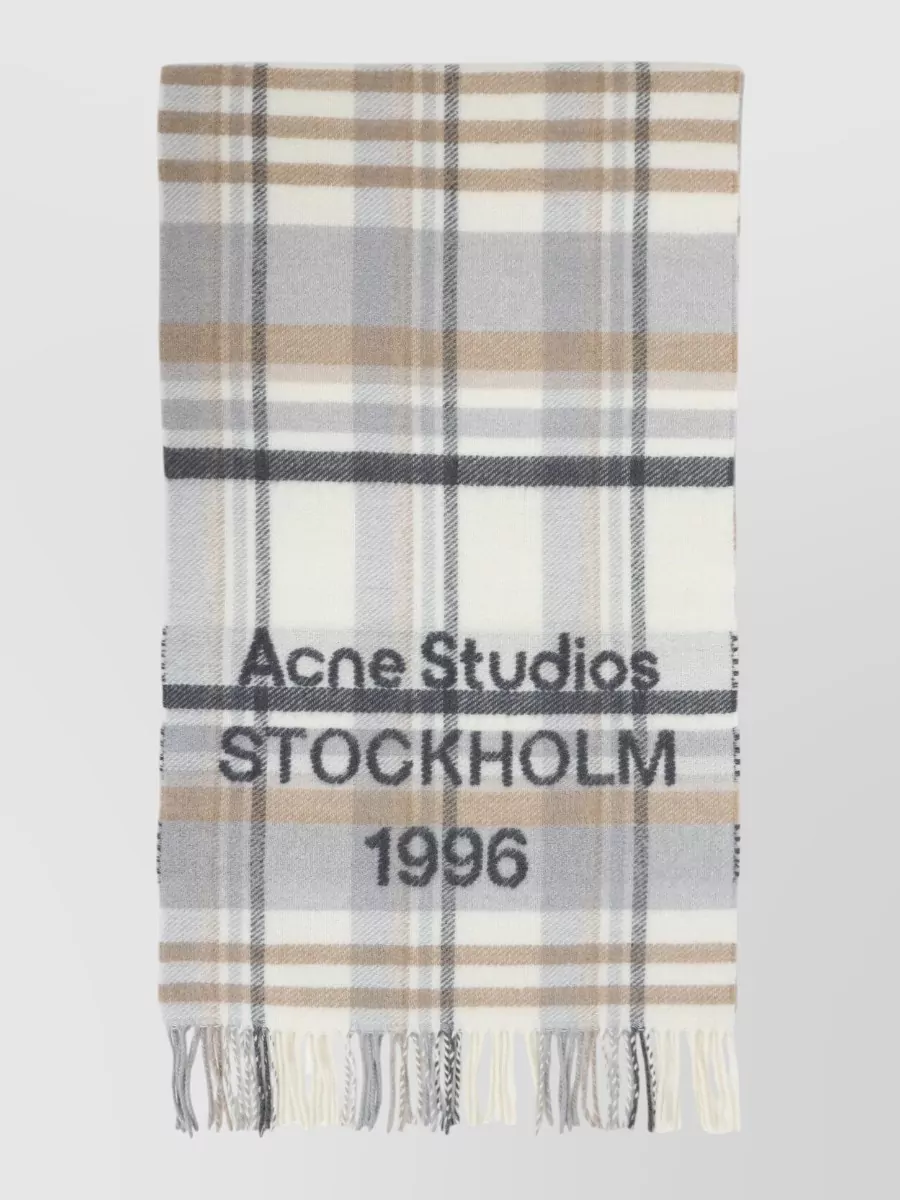 Acne Studios Scarf Featuring Fringed Edges Plaid Pattern
