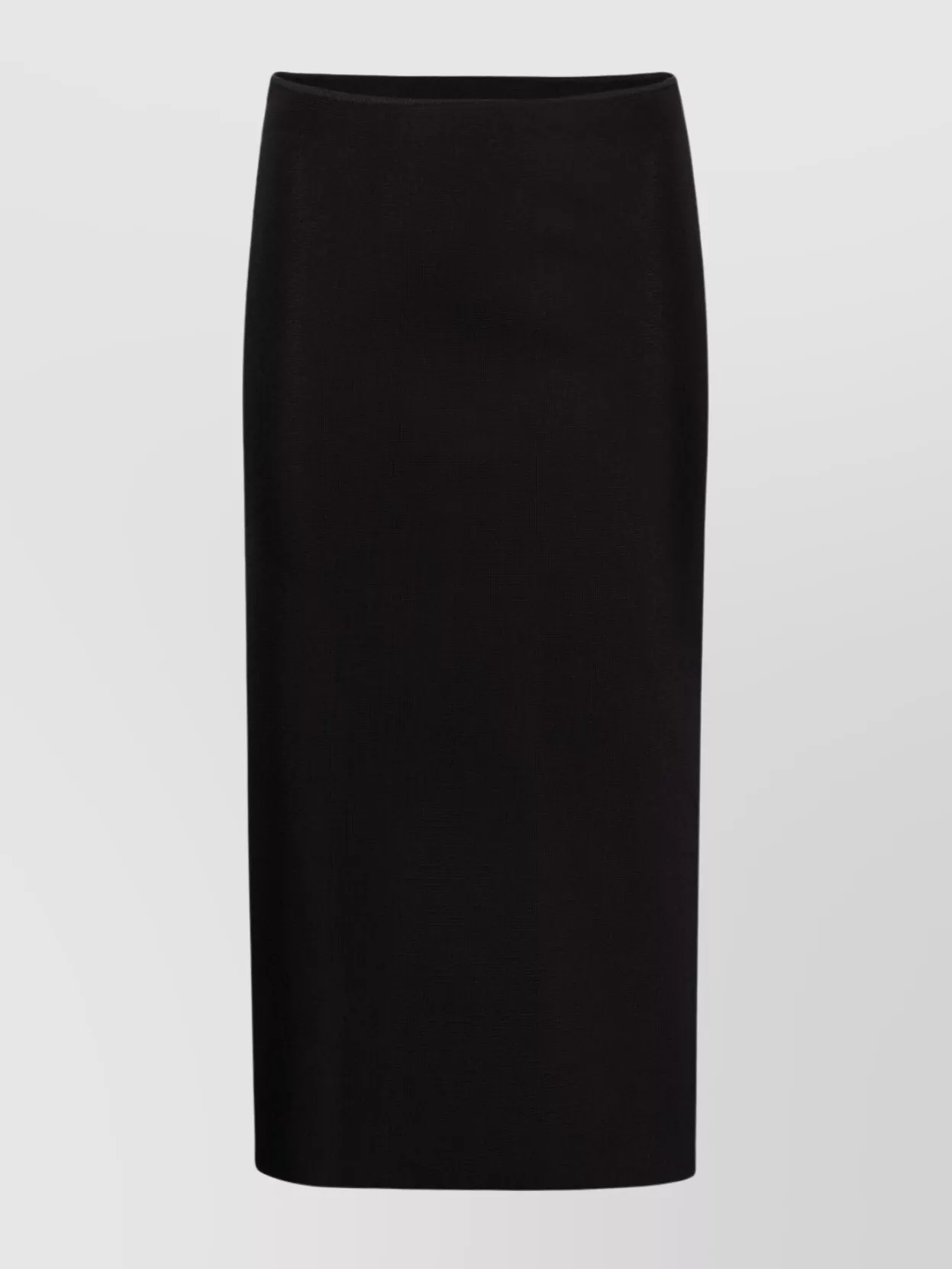 Tom Ford Ribbed Knit High Waist Midi Skirt With Back Slit In Black