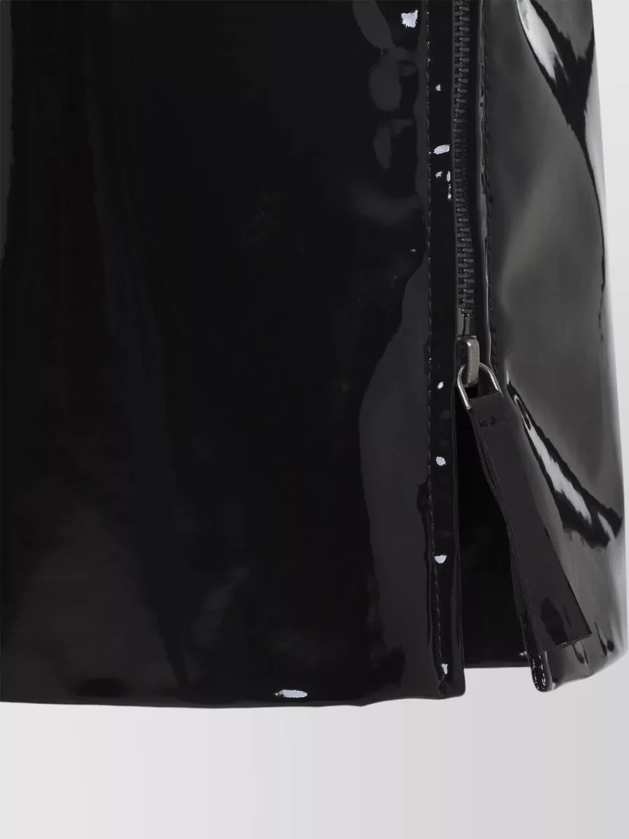 The Frankie Shop Samantha Patent Zip Front Midi Skirt