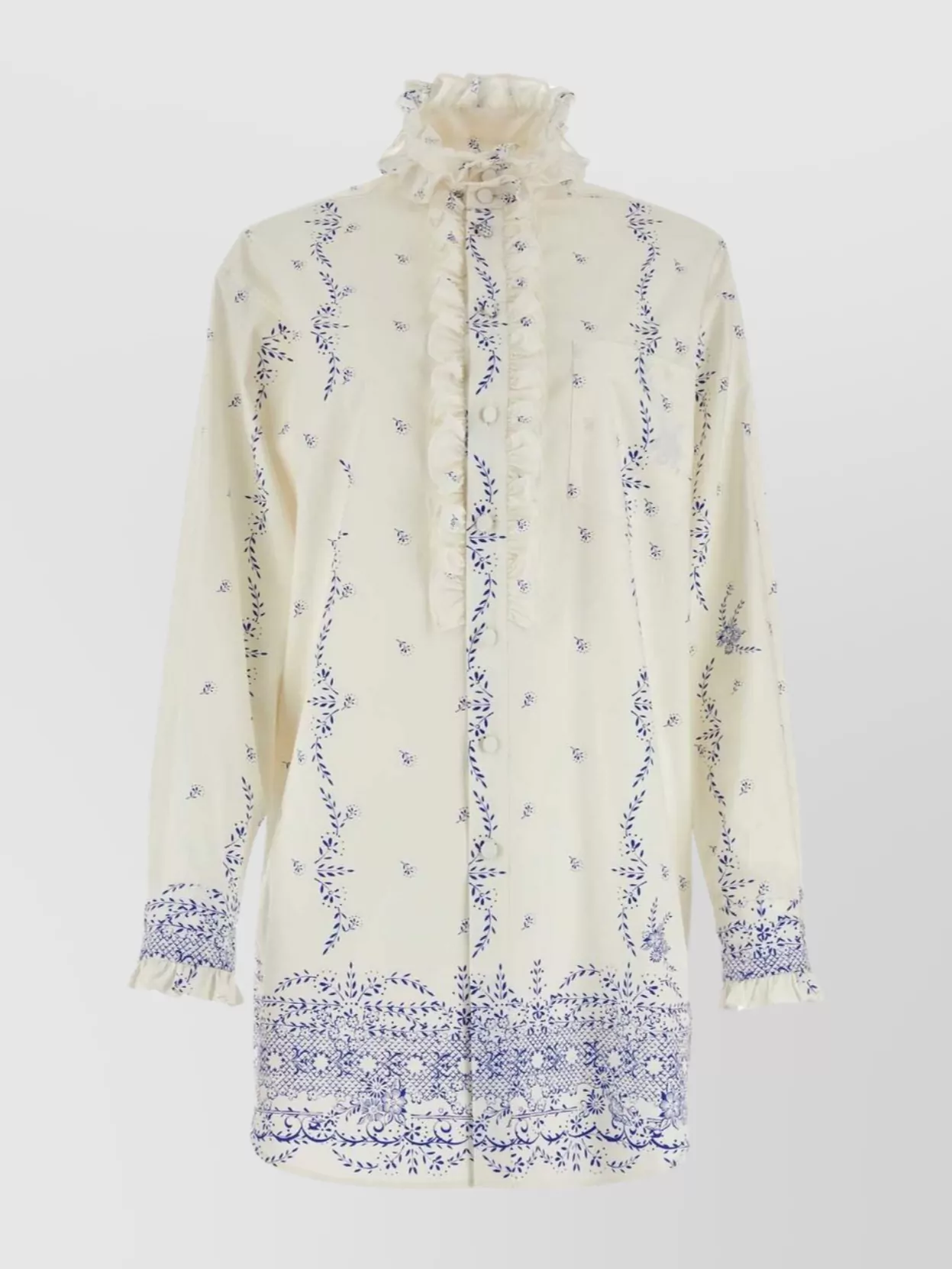 Shop Philosophy Di Lorenzo Serafini Mini Shirt Dress With Ruffled Collar And Long Sleeves