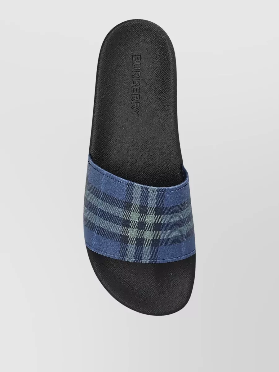 Burberry Check Pattern Flat Sole Slide Sandals