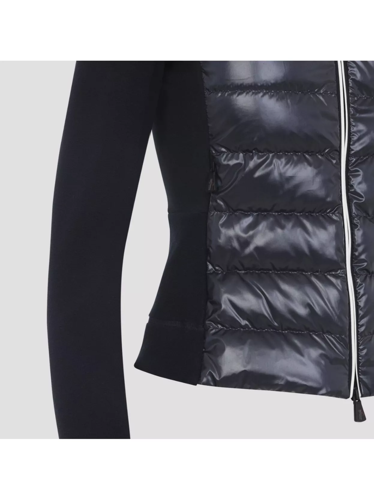 Moncler Quilted High Collar Long Sleeve Jacket In Black