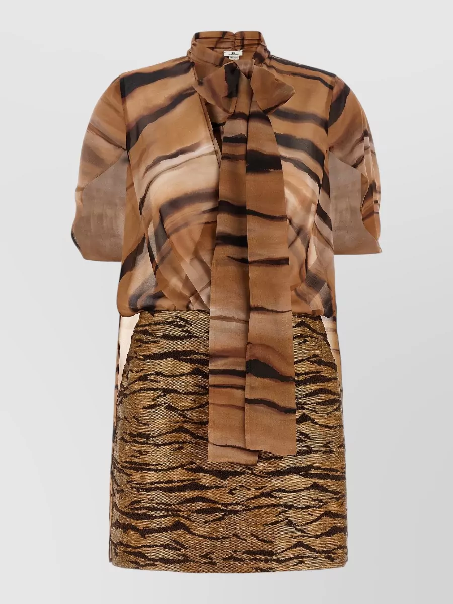 Elisabetta Franchi printed v-neck short-sleeve cutout mini dress