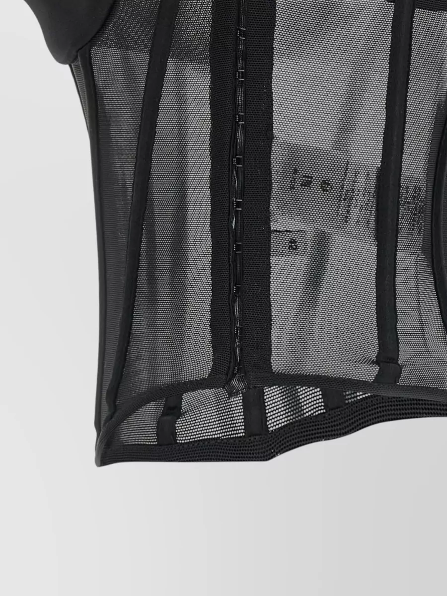 Elisabetta Franchi Strapless Bustier Top Mesh Sheer Panels