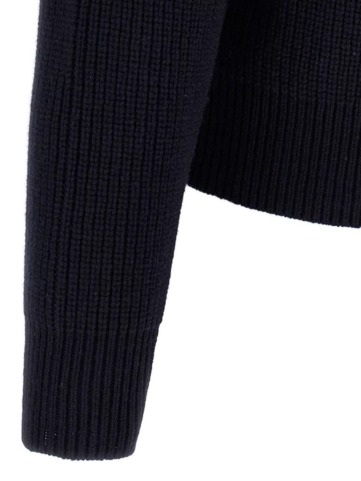 Dsquared2 Blue Cardigan With Denim Panels And Striped Details On The Sleeve In Wool And Cashmere Man