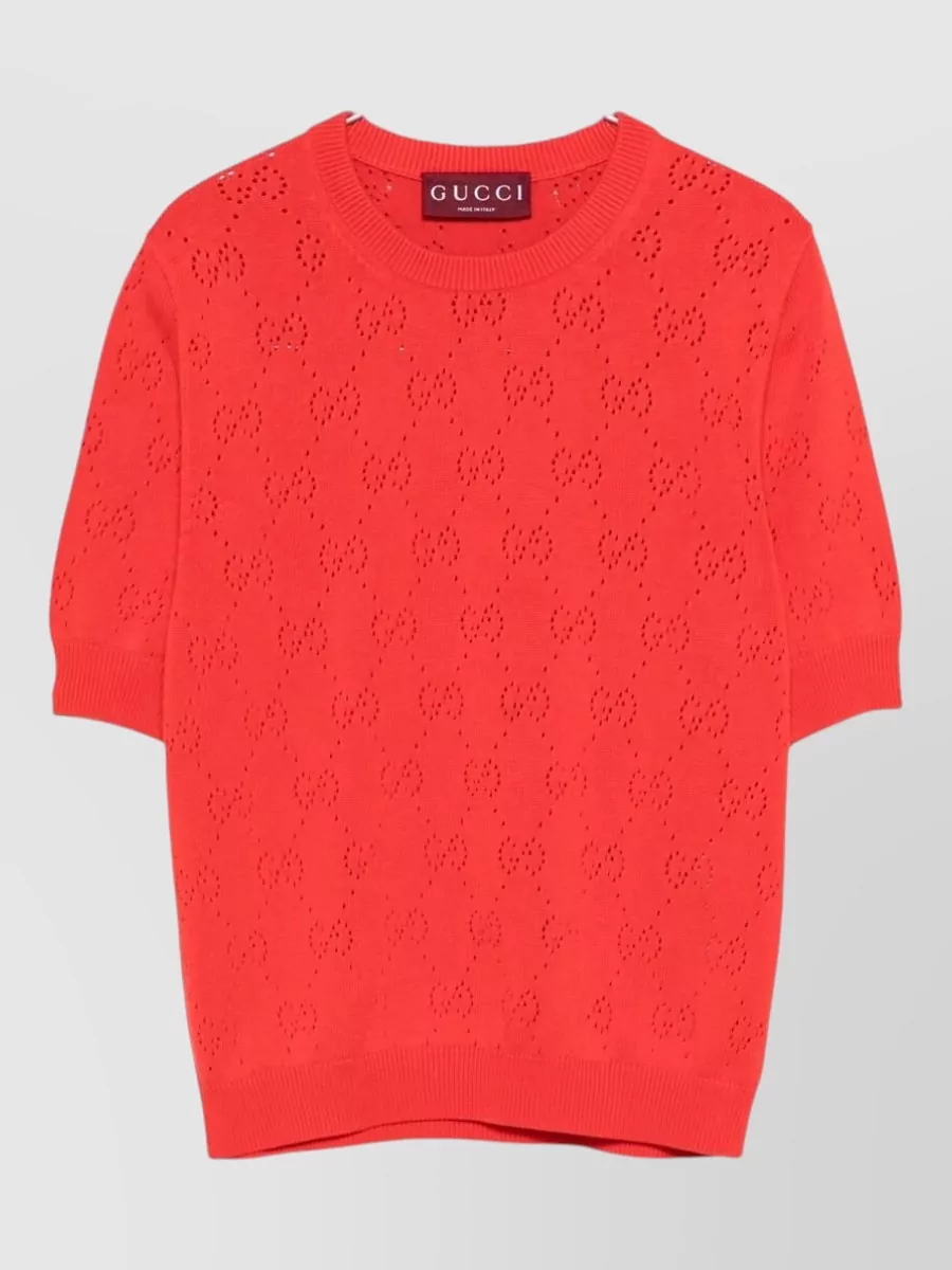 Gucci Silk Knit Short-Sleeve Top