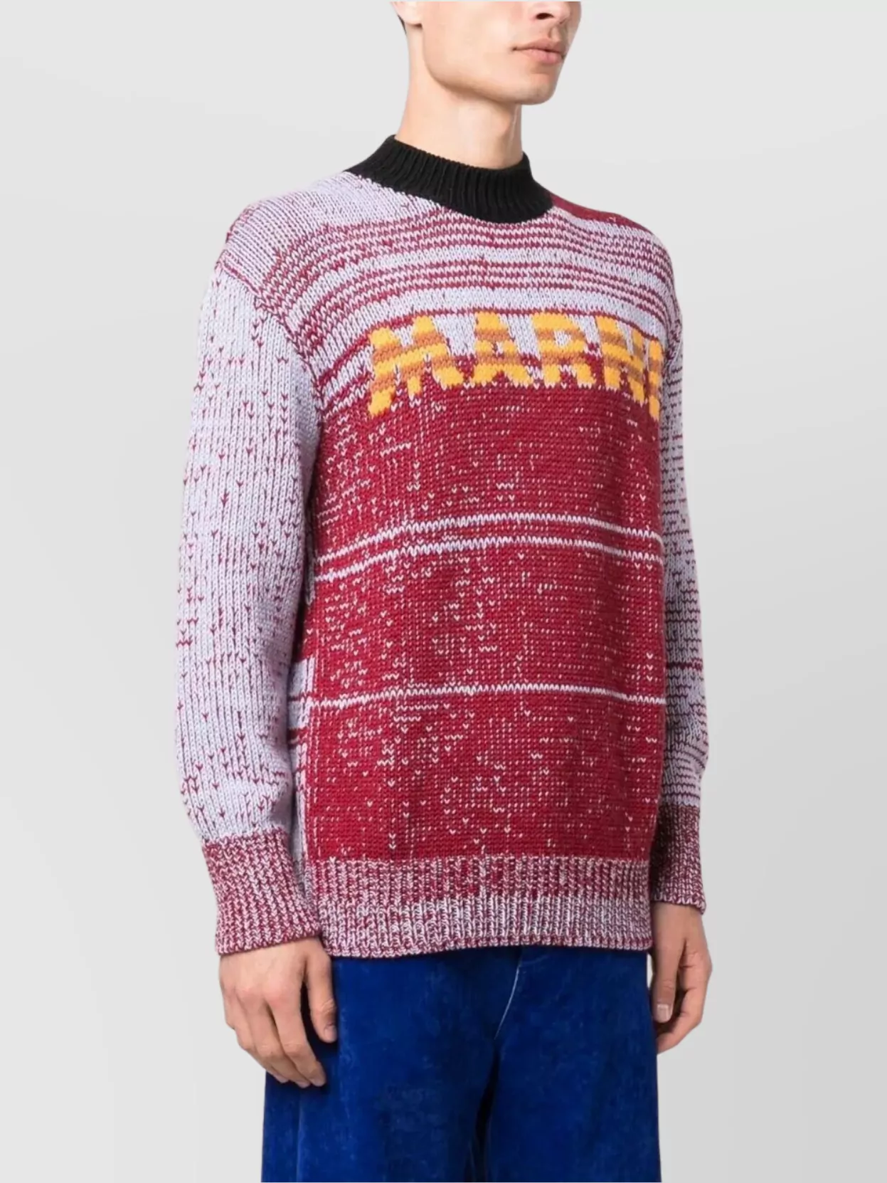 Marni Color Block Crew Neck Knit Sweater