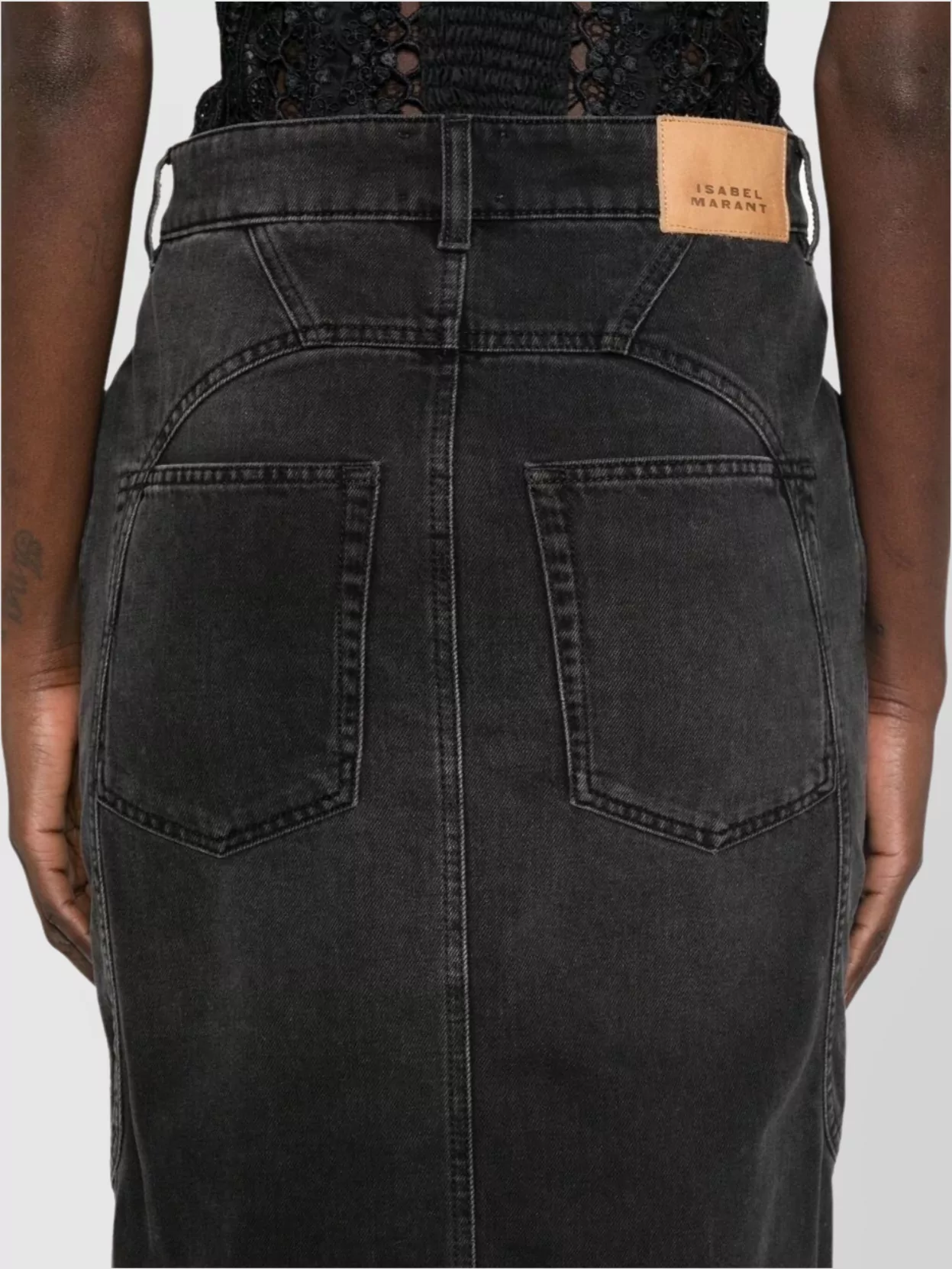 Isabel Marant Denim Midi Skirt Front Slit