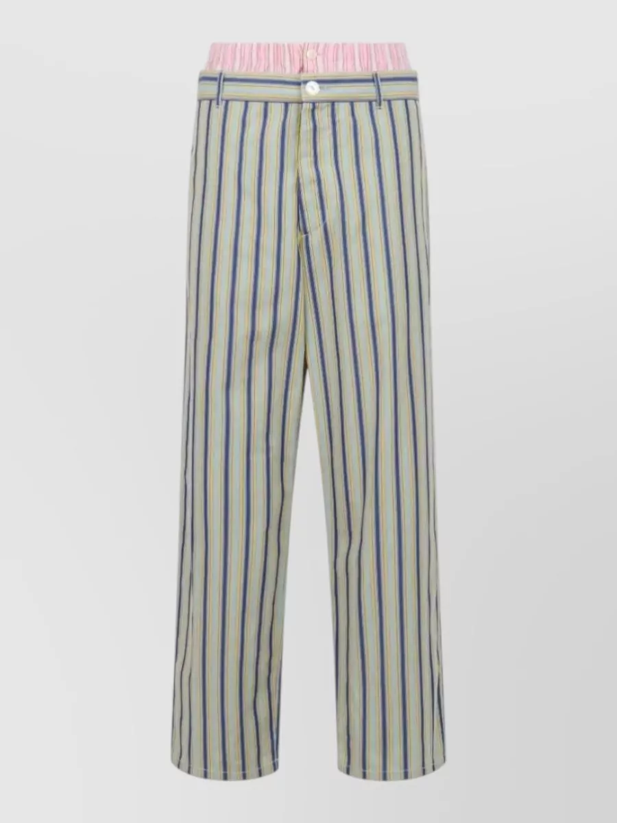Marni Striped Wide-Leg Cotton Trousers