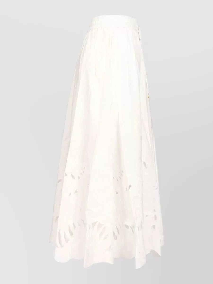 Zimmermann Embroidered Cutout Cotton Midi Skirt