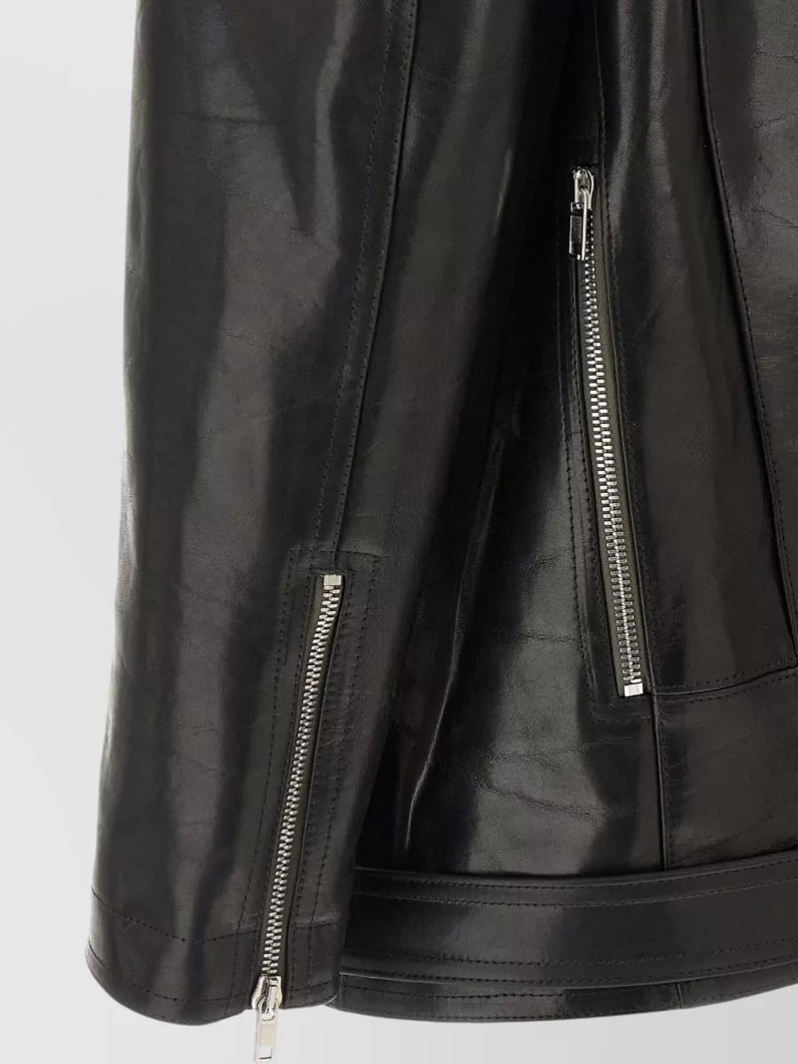 Rick Owens Leather Double-Breasted Biker Jacket
