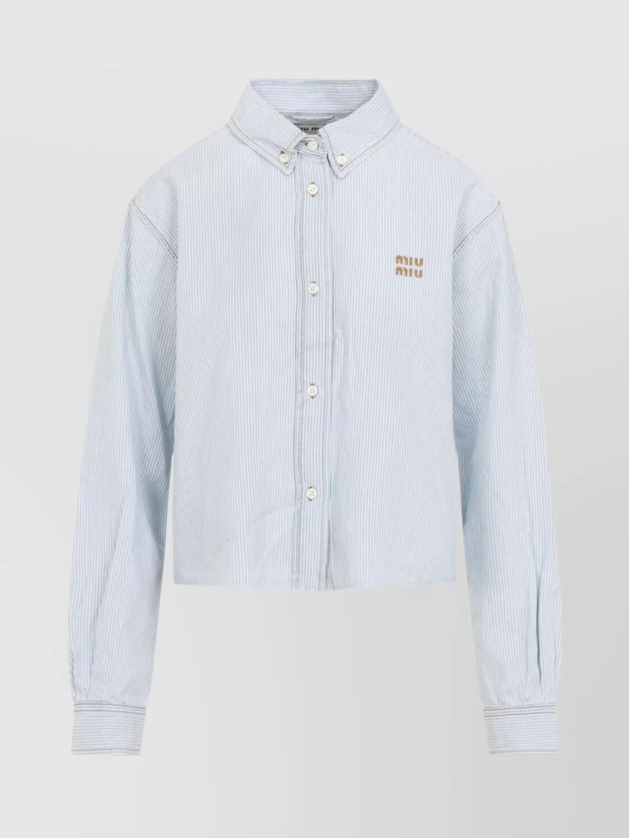 Shop Miu Miu Pinstriped Cotton Shirt Featuring Dropped Shoulders