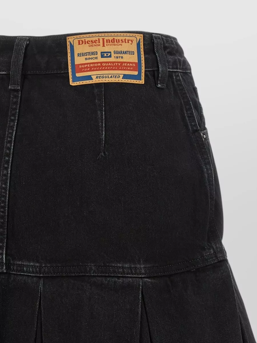 Diesel Denim Low-Rise Pleated Mini Skirt