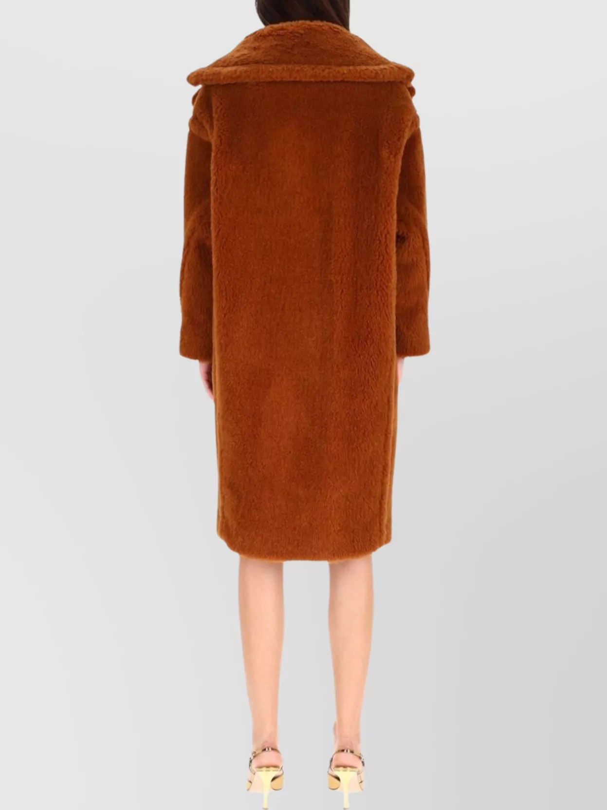 Max Mara Plush Teddy Coat Oversized Collar In Brown