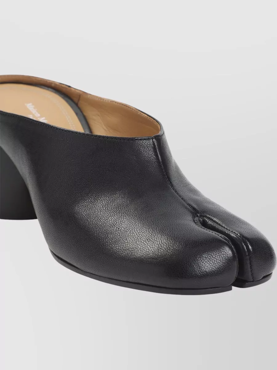 Maison Margiela Tabi Leather Mules Round Toe Block Heel