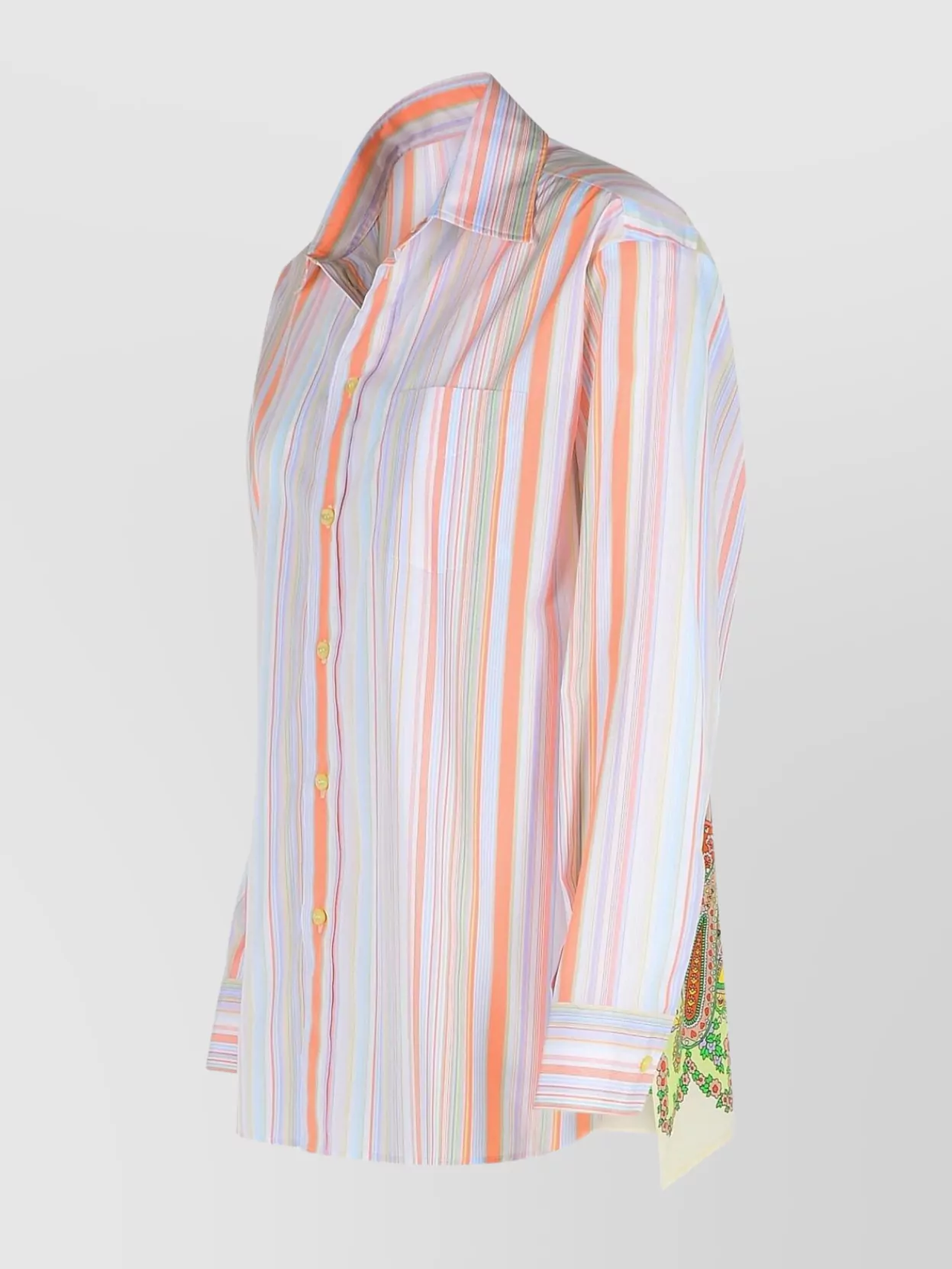 Etro Cotton Shirt With Collared Neck And Paisley Back
