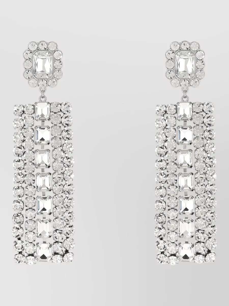 Self-Portrait crystal-embellished drop earrings