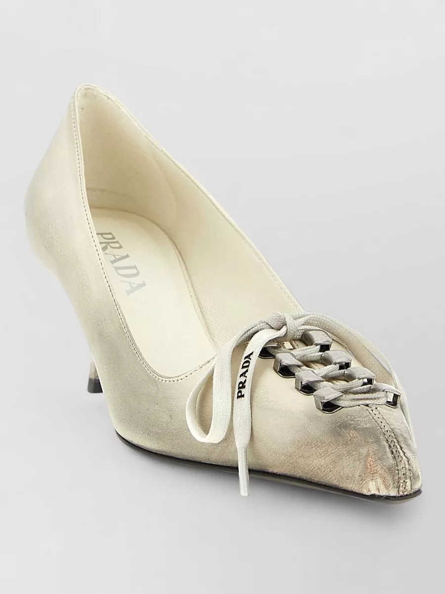 Prada leather lace-up pumps