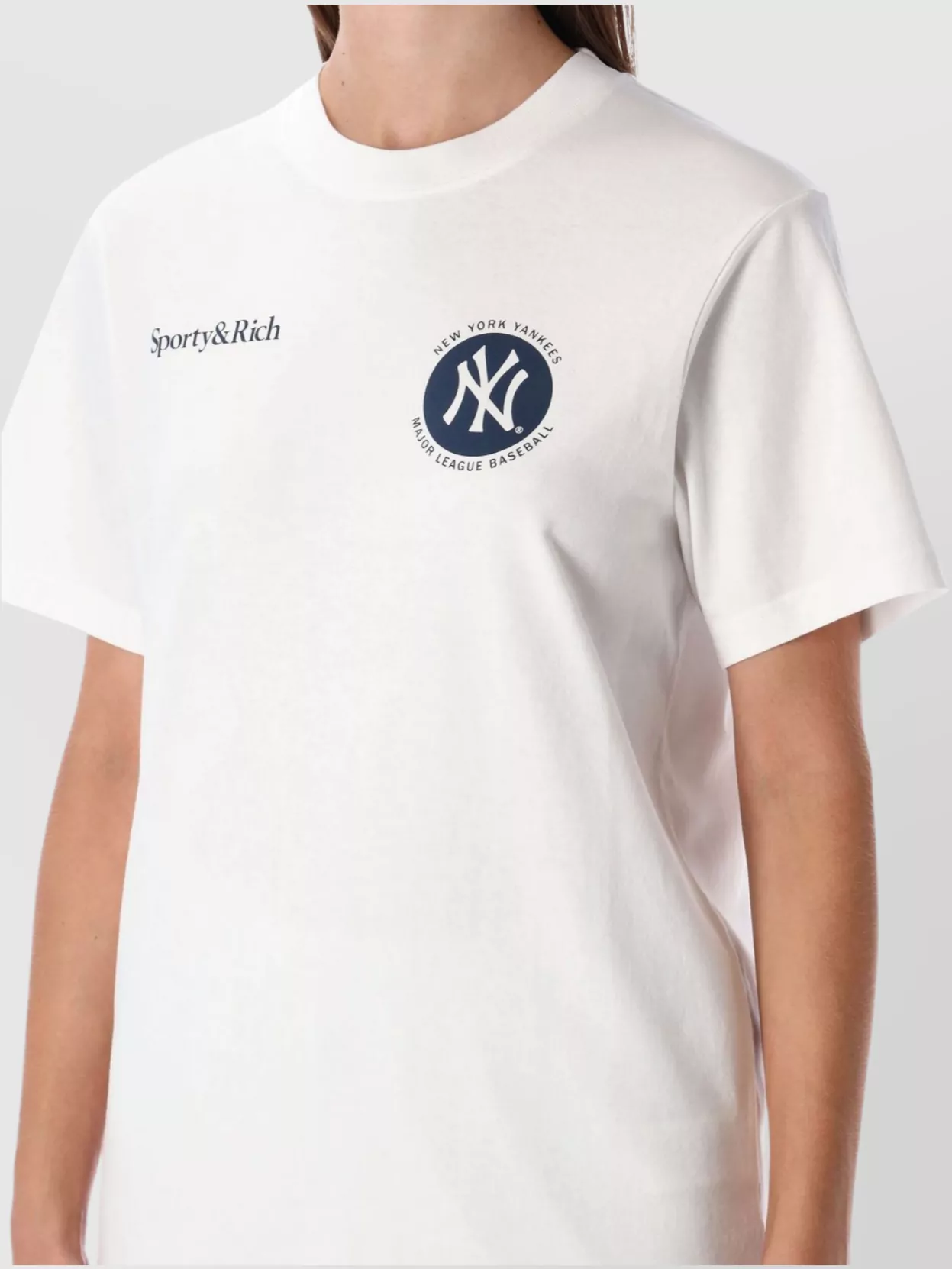 Sporty And Rich Yankees Graphic Print Short Sleeve Top In White