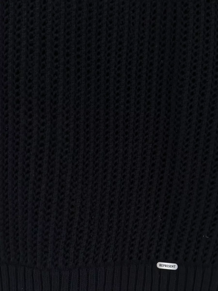 Represent Ribbed V-Neck Short-Sleeve Jumper