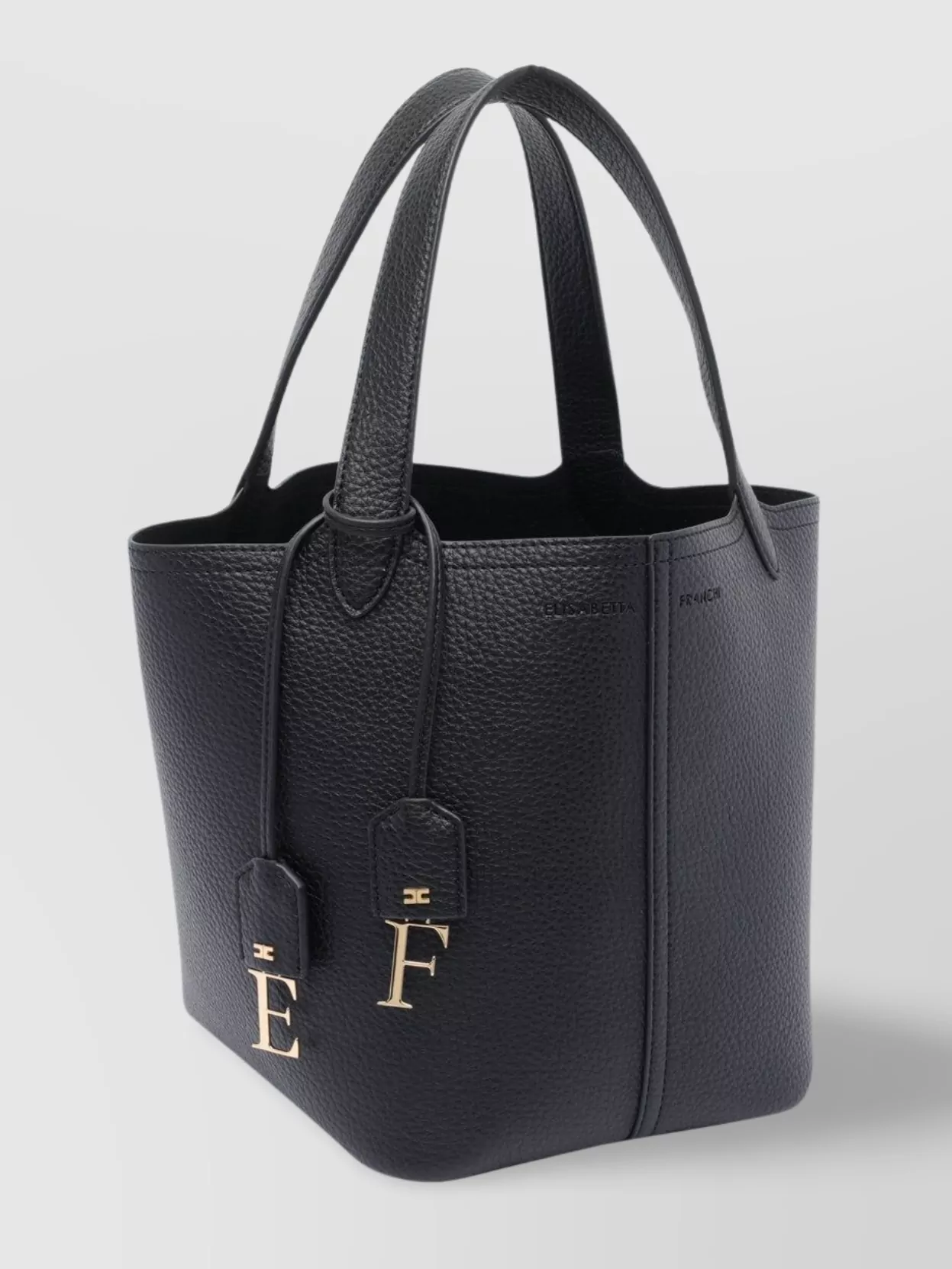 Elisabetta Franchi Small Leather Tote Bag In Grey